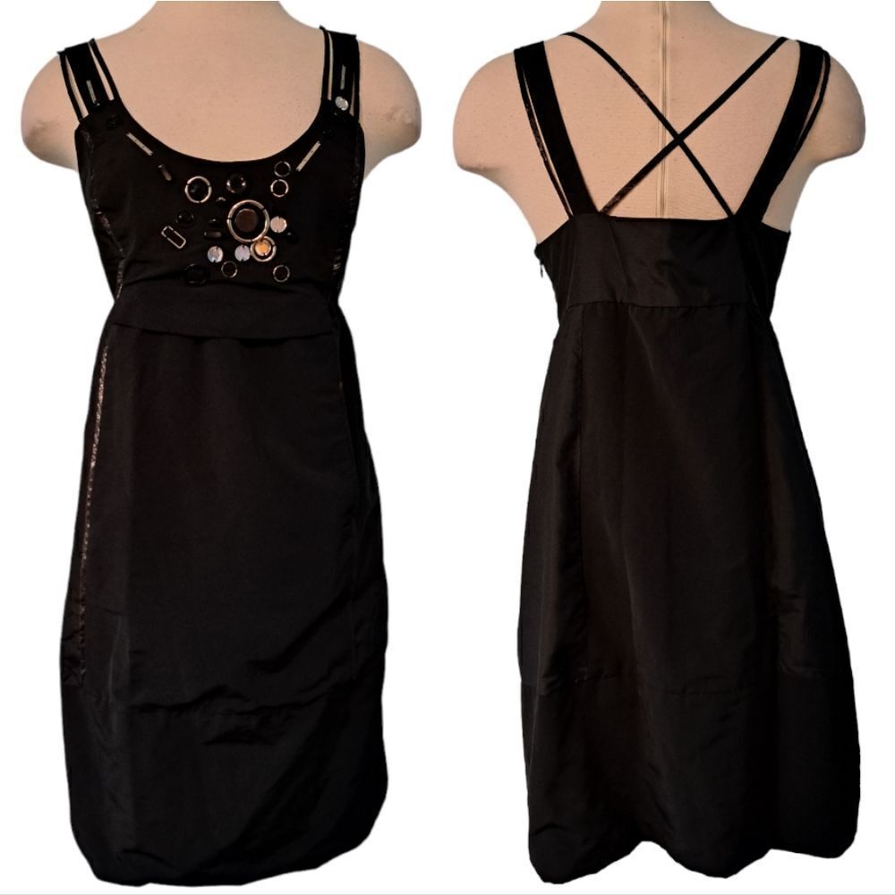 Mint Jodi Arnold Whimsygoth Gothic Embellished Silk Blend Dress Sze 8 Black NWT